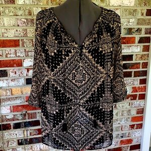 Black and Tan Metallic Thread Tunic